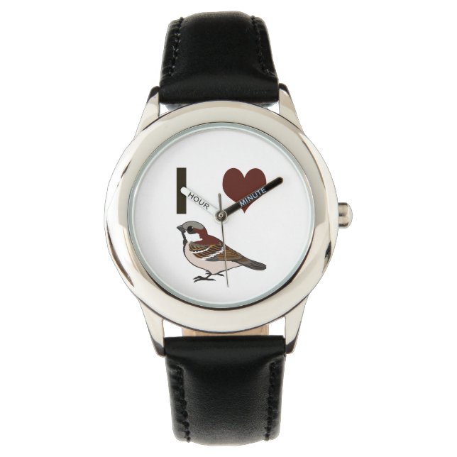 Ich habe Herzspatzen Armbanduhr (Vorderseite)