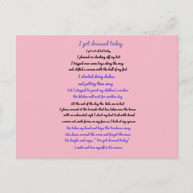 Ich habe heute Gedicht got Postkarte (Vorderseite)