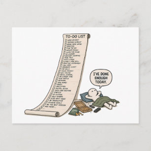 Ich habe heute genug getan – Lustige To-Do-Liste Postkarte