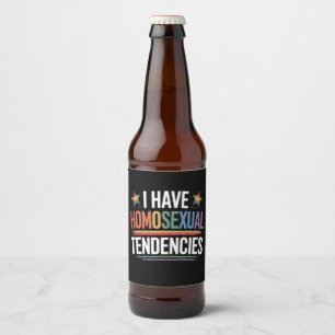 Ich habe homosexuelle Tendenzen LGBTQ Pride Rainbo Bierflaschenetikett