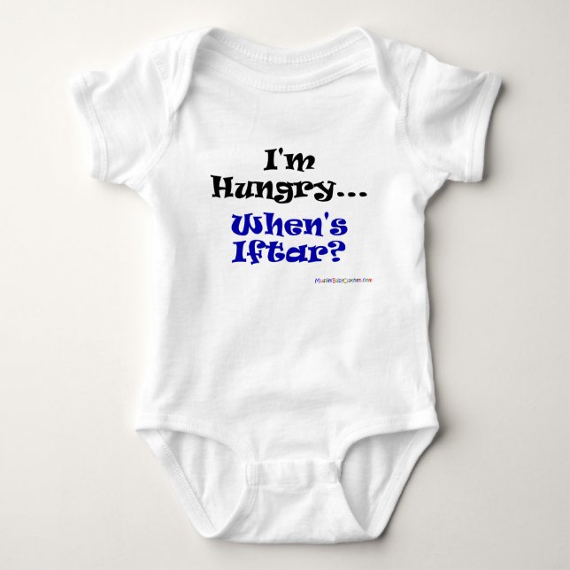 Ich habe. Hunger. Wann ist Iftar? Baby Strampler (Vorderseite)