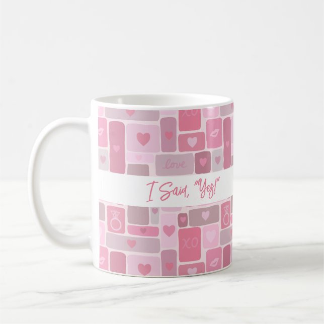 Ich habe Ja gesagt, moderne rosa Schrift für Verlo Kaffeetasse (Links)