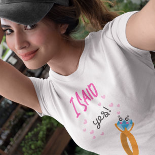 Ich habe Ja Typography Braut Ring Cartoon T-Shirt