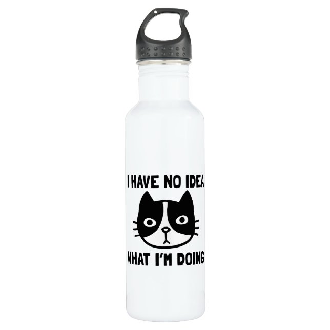 Ich habe keine Ahnung, was ich mit Katze mache Edelstahlflasche (Vorderseite)