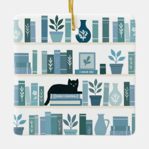 Ich habe keine Regalkontrolle Bücherregal & Katze Keramikornament