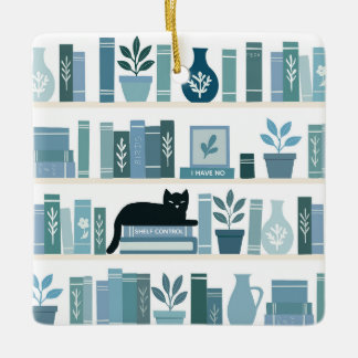 Ich habe keine Regalkontrolle Bücherregal & Katze Keramikornament