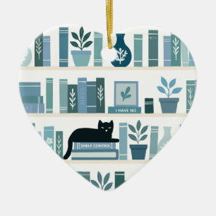 Ich habe keine Regalkontrolle Bücherregal & Katzen Keramik Ornament