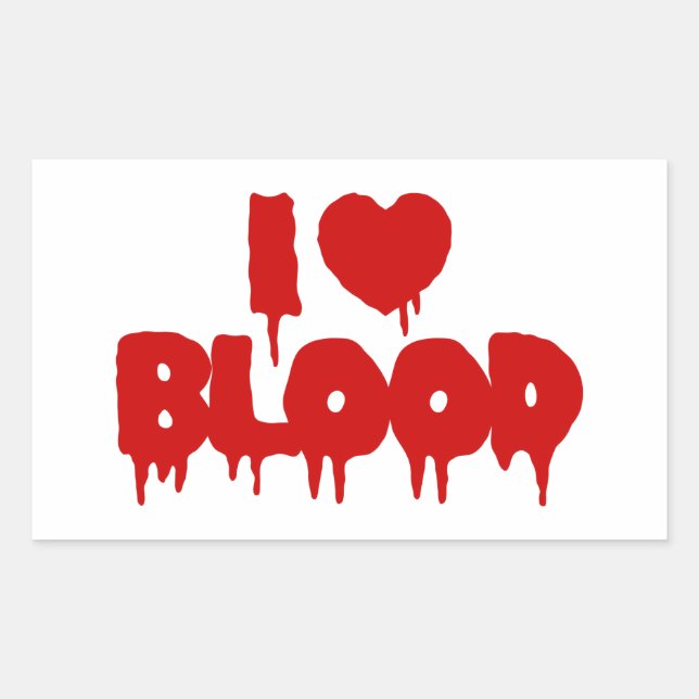 ICH HABE [LIEBE] BLUT RECHTECKIGER AUFKLEBER (Vorderseite)