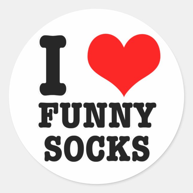 ICH HABE (LIEBE) FUNNY SOCKS RUNDER AUFKLEBER (Vorderseite)