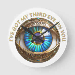 Ich habe mein drittes Auge auf dich geworfen Runde Wanduhr