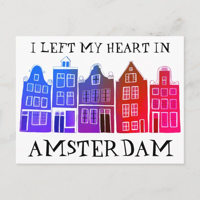Ich habe mein Herz in Amsterdam Links, Holland Can Postkarte (Vorderseite)