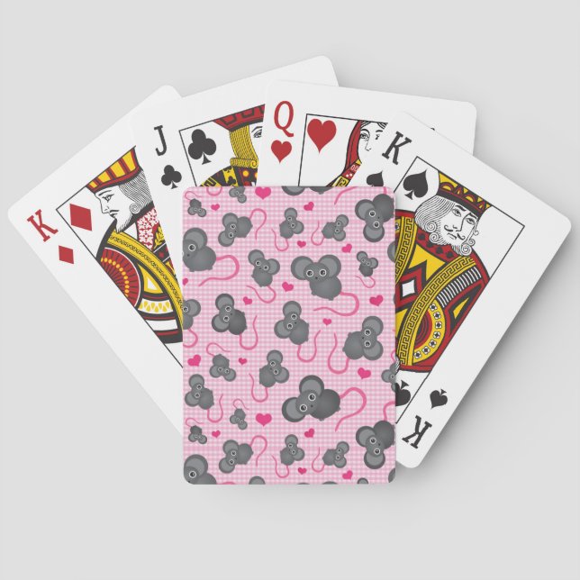 Ich habe mein Mausmuster in Rosa Liebe Spielkarten (Rückseite)