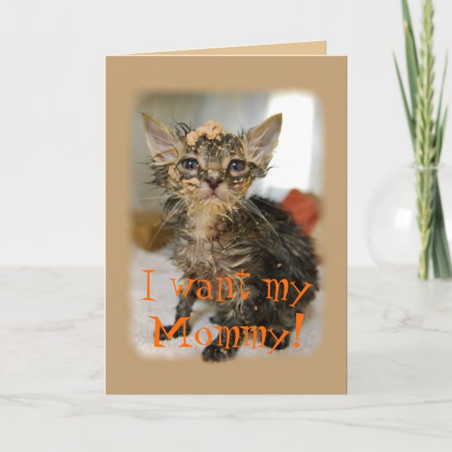 Ich habe meine Mami Gewollt! Messy Kitten Card Karte (Vorderseite)