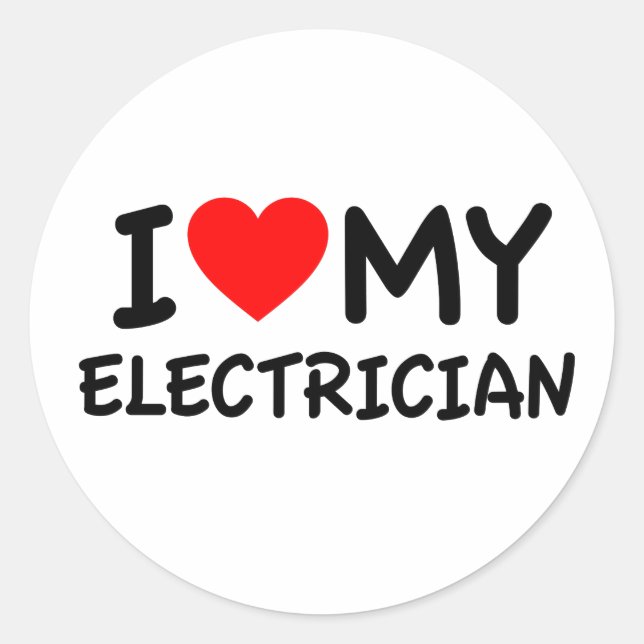 Ich habe meinen Elektriker Liebe Runder Aufkleber (Vorderseite)