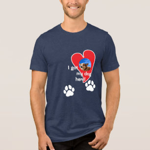 Ich habe meinen Hund hier got! Foto Custom - Dark Tri-Blend Shirt