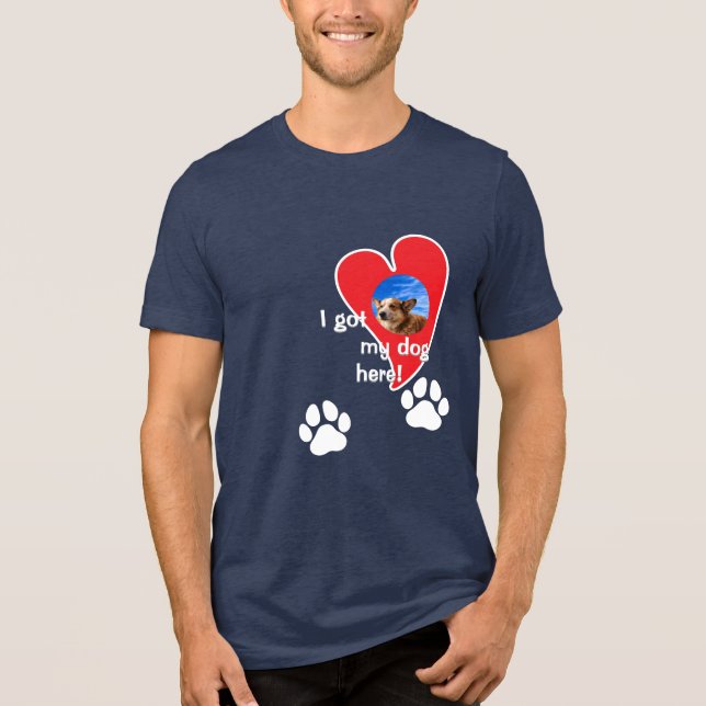 Ich habe meinen Hund hier got! Foto Custom - Dark Tri-Blend Shirt (Vorderseite)