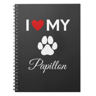 Ich habe meinen Papillon-Hund-Sondertext Liebe Notizblock