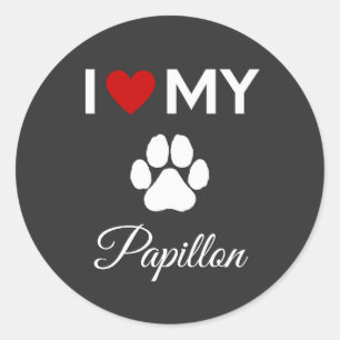 Ich habe meinen Papillon-Hund-Sondertext Liebe Runder Aufkleber