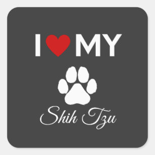 Ich habe meinen Shih Tzu-Hund-Sondertext Liebe Quadratischer Aufkleber