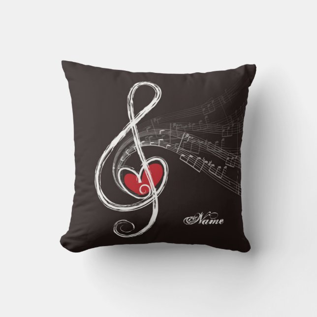 ICH HABE MUSIC Treble Clef Black Personalisiert Kissen (Vorderseite)
