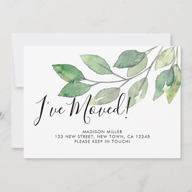 Ich habe neue Zuhause Greenery verschoben Ankündigung (Vorderseite)