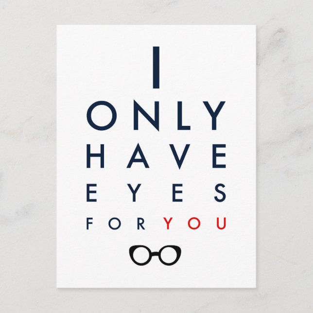 Ich habe nur Augen für Sie - klare Brille Postkarte (Vorderseite)