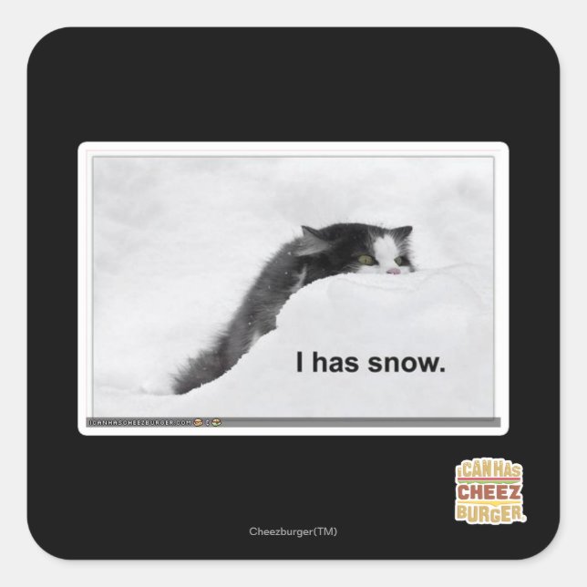 Ich habe Schnee. Quadratischer Aufkleber (Vorderseite)