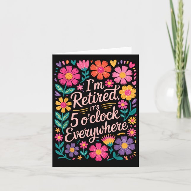 Ich habe seine 5 Ouhr überall geerbt, Boho Floral  Karte (Vorderseite)