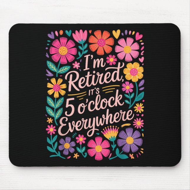 Ich habe seine 5 Ouhr überall geerbt, Boho Floral  Mousepad (Vorne)