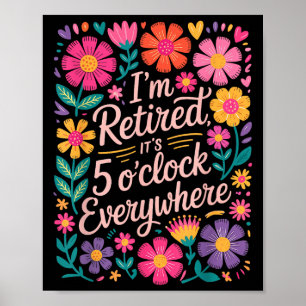 Ich habe seine 5 Ouhr überall geerbt, Boho Floral  Poster