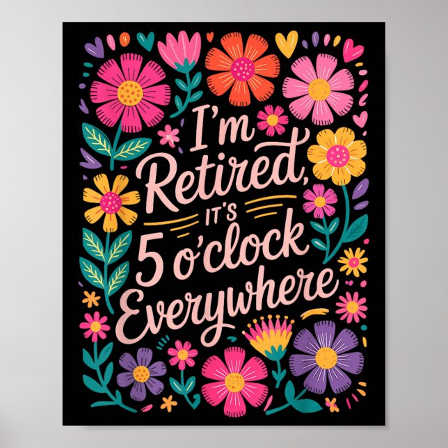 Ich habe seine 5 Ouhr überall geerbt, Boho Floral  Poster (Vorne)