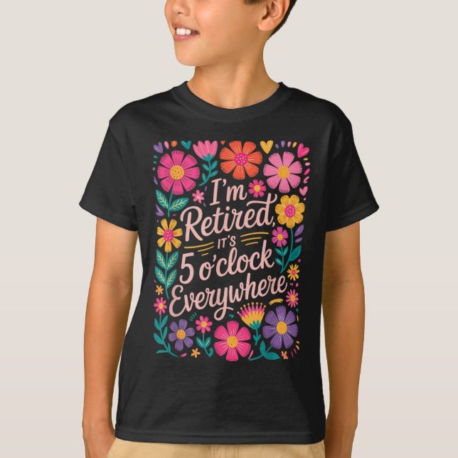 Ich habe seine 5 Ouhr überall geerbt, Boho Floral  T-Shirt (Vorderseite)