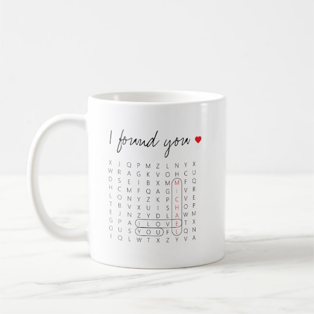 Ich habe Sie gefunden Word Search Game Foto Romant Kaffeetasse (Links)