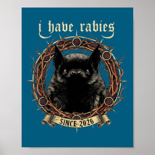 Ich habe Tollwut Gothic Fledermaus Dark Humor T-Sh Poster