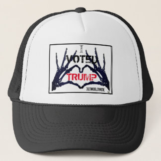 "ICH HABE TRUMP GESTIMMT" - die Hände von ihm und  Truckerkappe