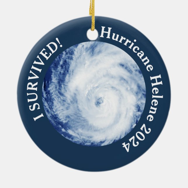 Ich habe überlebt! Hurrikan Helene 2024 Keramik Ornament (Hinten)