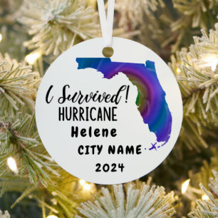 Ich habe überlebt! Hurrikane Helene Florida und St Ornament Aus Metall