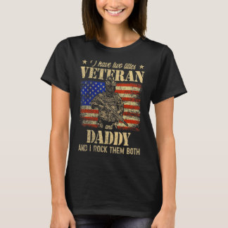 Ich habe Veteran und Daddy American Flag Vater's D T-Shirt