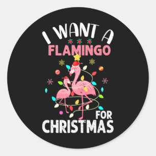 Ich habe zu Weihnachten einen Flamingo Gewollt Runder Aufkleber