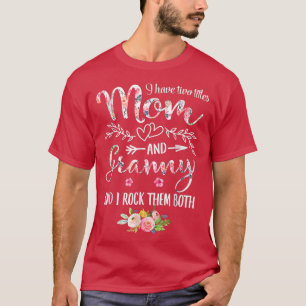Ich habe zwei Titel Mama und Granny Women Blumenko T-Shirt
