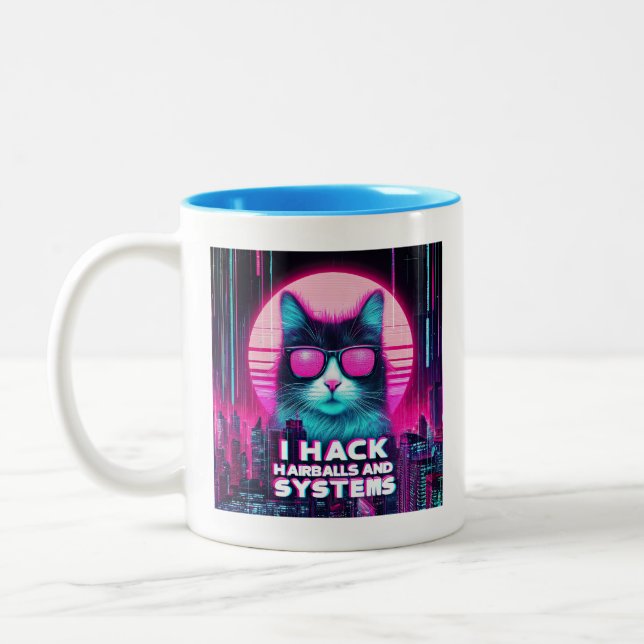 Ich hacke Haarbälle und Systeme Zweifarbige Tasse (Links)