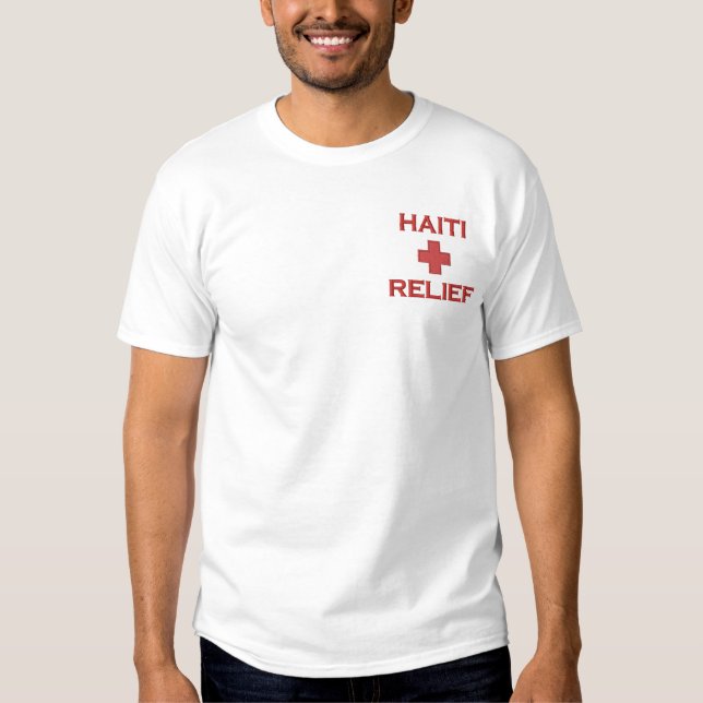 Ich half gesticktem T-Shirt Haitis Entlastung (Vorderseite)