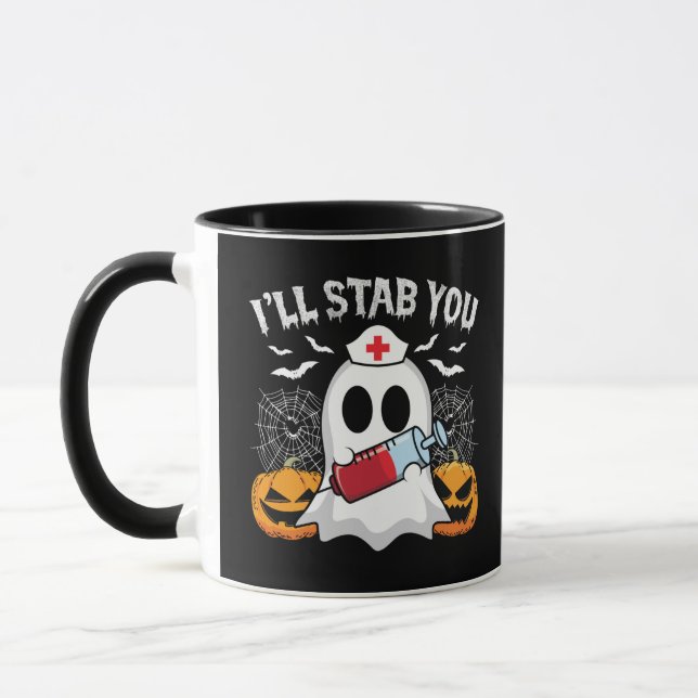 Ich halte dir Geist auf, Hexe macht Blut als Hallo Tasse (Links)