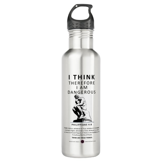 Ich halte mich daher für gefährlich edelstahlflasche (Vorderseite)