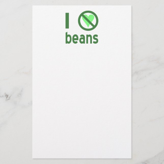 Ich hasse Bohnen ohne Herz-Bohnen Briefpapier (Vorderseite)