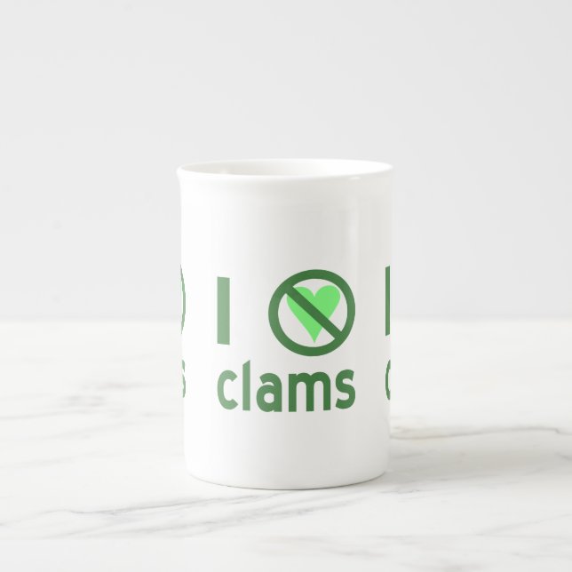 Ich hasse Clams I No Liebe Clams Prozellantasse (Vorderseite)