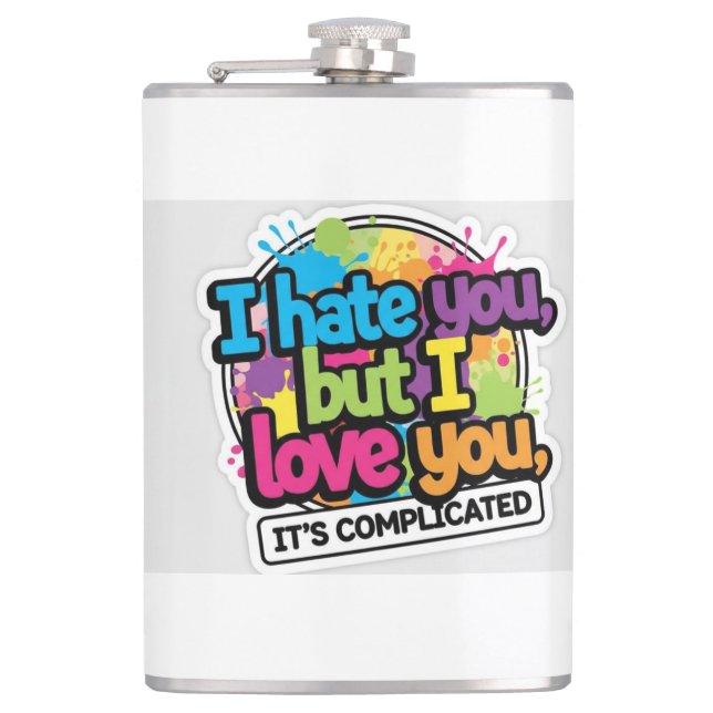 Ich hasse dich, aber ich liebe dich Sticker Flachmann (Vorderseite)