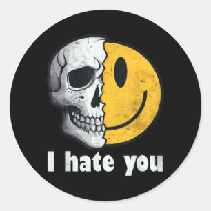 Ich hasse dich Vintage Gelb Fröhliches Smiley-Gesi Runder Aufkleber
