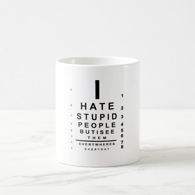 Ich hasse dumme Leute, die auf der Karte stehen Kaffeetasse (Mittel)