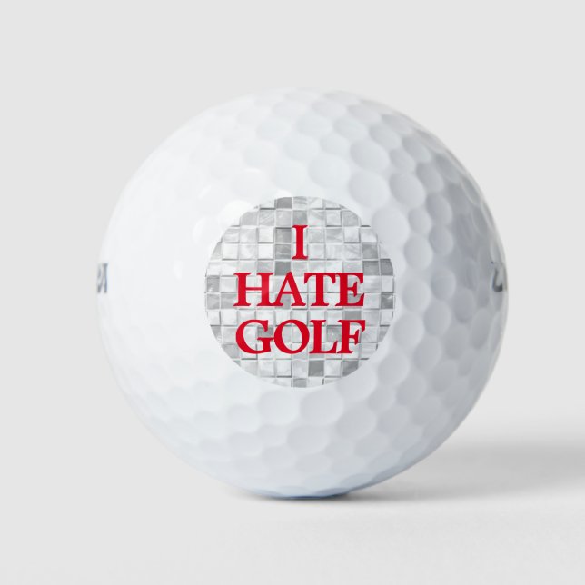 Ich hasse GOLF Funny Zitat auf weißem Fliesenboden Golfball (Vorderseite)
